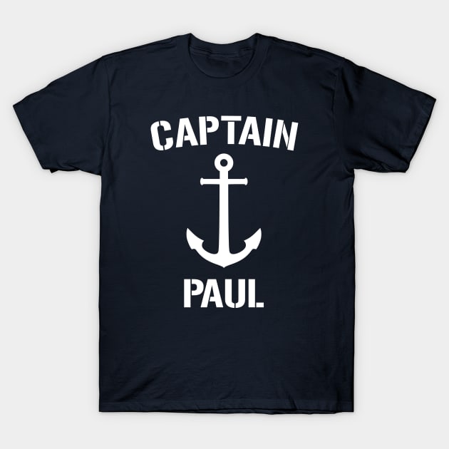 Nautical Captain Paul Personalized Boat Anchor T-Shirt by Rewstudio